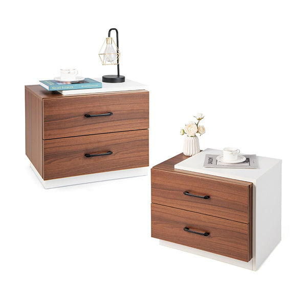Modern Nightstand With 2 Storage Drawers For Bedroom