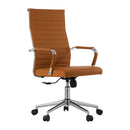 Office Chair Swivel Desk Chair High Back Leather Brown