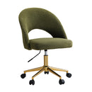 Hollow Armless Office Chair Boucle Green & Gold