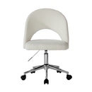 Hollow Armless Home Office Chair Boucle White & Silver