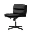 Mid Back Armless Office Chair Wide Seat Leather Black