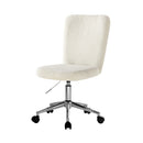 High Back Armless Office Chair Boucle White&Silver