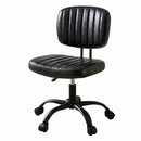 Armless Office Chair with Wheels, Ergonomic PU Leather Office Desk Chair, Height Adjustable 360¬∞ Swivel Computer Task Chair for Home Office, Study Room & Small Space, Black