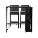 Outdoor Bar Table Stools Set Rattan 3 Piece