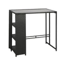 Rattan Outdoor Bar Table Glass Top Steel Frame