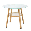 Outdoor Dining Table w/ Storage Shelf Brown 90cm