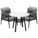Outdoor Dining Set 2 Seater Rattan Armchair Glass Table