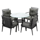 Outdoor Dining Set 4 Seater Rattan Armchair Glass Table
