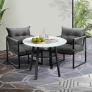 3PCS Outdoor Dining Set Round Table PE Wicker Chairs