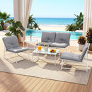 5-Piece Outdoor Sofa Set with Cushions table and Chairs White