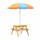 Kids Outdoor Table and Chairs Picnic Bench Umbrella Set Water Sand Pit Box