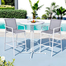 3PC Outdoor Bar Set Stools Dining Chairs Table Patio Furniture Bistro Set Steel White