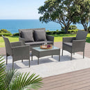 4-Piece Outdoor Sofa Set Rattan Furniture with Two Pillows Grey