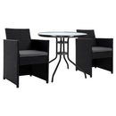 3PC Bistro Set Outdoor Furniture Rattan Table Chairs Cushion Patio Garden Hugo