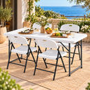 5PCS Outdoor Dining Set 120CM Folding Table and Chairs Patio Furniture White
