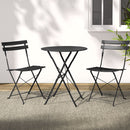 3PC Outdoor Bistro Set Steel Table and Chairs Patio Furniture Black