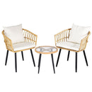 3PC Outdoor Bistro Set Patio Furniture Lounge Setting Table and Chairs Natural