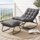 Rocking Chair with Footrest Mesh Seat Cushion Outdoor Chairs Grey