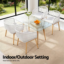 2PC Outdoor Dining Chairs Wicker Chair Patio Furniture Garden Steel White