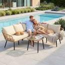 4-Piece Modular Outdoor Sofa Set with Cushions 5 Seater Rattan Furniture
