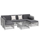 6 Seater Outdoor Sofa Set 7PCS Table Chair Set Garden Rattan Patio Furniture