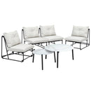 6PCS Outdoor Sofa Set Nesting Coffee Table with Chairs Beige