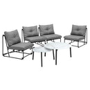6PCS Outdoor Sofa Set Nesting Coffee Table with Chairs Grey