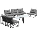 8PCS Outdoor Sofa Set 2-in-1 Coffee Table with Chairs Grey
