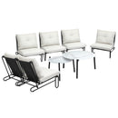 8PCS Outdoor Sofa Set Nesting Coffee Table with Chairs Beige