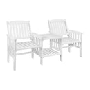 Wooden Garden Bench 2 Seat Chair & Table White