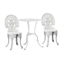 Outdoor Set Cast Aluminium Table and Chair 3PCS White