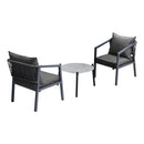 3PCS Outdoor Patio Set 50cm Coffee Table Grey Chairs