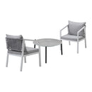 3PCS Outdoor Patio Set 70cm Coffee Table White Chairs