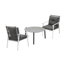 3pc Outdoor Lounge Sets 70CM Grey Round Table Rattan Chairs
