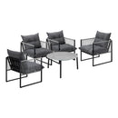 5PCS Outdoor Patio Set Grey 70cm Table Cushioned Armchairs