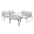 Outdoor Lounge Set 4 Seater Patio Chairs 70cm Grey Table