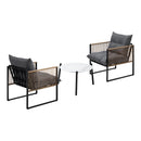 3PCS Outdoor Patio Set 50cm Coffee Table Rattan Chairs