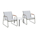 3PCS Outdoor Bistro Set 50cm Coffee Table Textilene Patio Chair