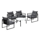5PCS Outdoor Patio Set White 70cm Table Cushioned Armchairs