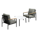 3PC Outdoor Patio Set White 70cm Coffee Table Sofa Chair