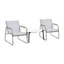 3PCS Outdoor Bistro Set Patio Chair 70cm White Table Textilene