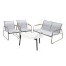 Outdoor Lounge Set 4 Seater Patio Chairs 70cm White Table