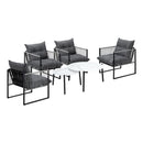 6PCS Outdoor Patio Set White Coffee Table Set Lounge Chairs