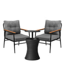 Outdoor Lounge Setting Ice Bucket Black Table 2 Seater