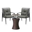 Outdoor Patio Set Ice Bucket Brown Table 2 Seater Bistro Set