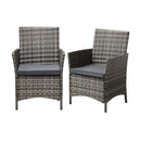 2X Outdoor Patio Chairs Rattan Grey