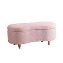 Storage Ottoman Cashew Teddy Boucle Chest Bench Stool Pink