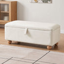 Storage Ottoman Hidden Bench Velvet Blanket Box Beige 97cm