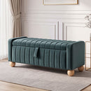 Storage Ottoman Bench Velvet Blanket Box Stool Footrest Ball Feet Green