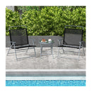 3Pcs Patio Bistro Set With 2 Foldable Chairs For Yard Porch